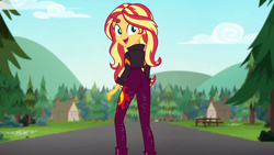 Size: 1920x1080 | Tagged: safe, screencap, character:sunset shimmer, equestria girls:sunset's backstage pass, g4, my little pony:equestria girls, ass, bunset shimmer, butt, music festival outfit, solo
