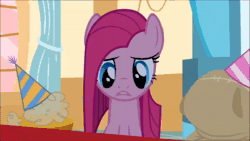 Size: 1920x1080 | Tagged: safe, screencap, character:pinkamena diane pie, character:pinkie pie, species:earth pony, species:pony, episode:party of one, g4, my little pony: friendship is magic, animated, derp, female, insanity, madame leflour, mare, sir lintsalot, sound, webm