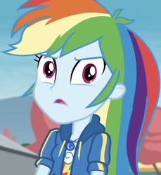Size: 758x828 | Tagged: safe, screencap, character:rainbow dash, equestria girls:rollercoaster of friendship, g4, my little pony:equestria girls, angry, cropped, disgusted, geode of super speed, looking at you, magical geodes, rainbow dash is best facemaker, solo
