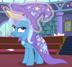 Size: 594x554 | Tagged: safe, screencap, character:trixie, episode:a matter of principals, g4, my little pony: friendship is magic, banana, cropped, food, school of friendship, solo