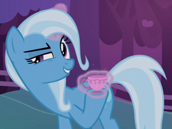 Size: 830x625 | Tagged: safe, screencap, character:trixie, episode:uncommon bond, g4, my little pony: friendship is magic, cropped, cup, magic, solo, teacup, that pony sure does love teacups