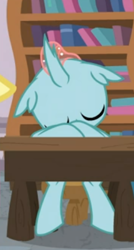 Size: 231x432 | Tagged: safe, screencap, character:ocellus, species:changedling, species:changeling, species:reformed changeling, episode:school daze, g4, my little pony: friendship is magic, cropped, cute, cuteling, desk, diaocelles, eyes closed, female, sleeping, solo