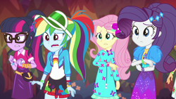 Size: 1920x1080 | Tagged: safe, screencap, character:applejack, character:fluttershy, character:rainbow dash, character:rarity, character:twilight sparkle, character:twilight sparkle (scitwi), species:eqg human, equestria girls:sunset's backstage pass, g4, my little pony:equestria girls, geode of fauna, geode of shielding, geode of super speed, geode of telekinesis, magical geodes, music festival outfit