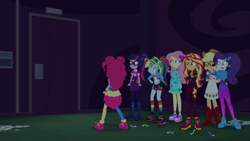 Size: 1920x1080 | Tagged: safe, screencap, character:applejack, character:fluttershy, character:pinkie pie, character:rainbow dash, character:rarity, character:sunset shimmer, character:twilight sparkle, character:twilight sparkle (scitwi), species:eqg human, equestria girls:sunset's backstage pass, g4, my little pony:equestria girls, geode of empathy, geode of shielding, geode of super speed, geode of telekinesis, humane five, humane seven, humane six, magical geodes, music festival outfit, shoes, sneakers