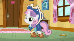 Size: 1280x720 | Tagged: safe, screencap, character:scootaloo, character:sweetie belle, species:pegasus, species:pony, species:unicorn, episode:on your marks, g4, my little pony: friendship is magic, animated, boots, clothing, clubhouse, cow belle, cowboy boots, cowboy hat, crusaders clubhouse, discovery family logo, female, filly, hat, lederhosen, shoes, sound, webm, yodeling, yodeloo