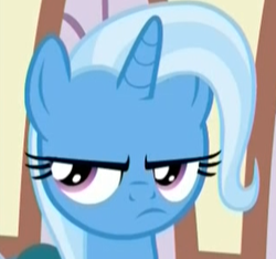 Size: 314x294 | Tagged: safe, screencap, character:trixie, species:pony, species:unicorn, episode:student counsel, angry, cropped, female, grumpy, mare, reaction image