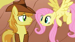 Size: 1280x720 | Tagged: safe, screencap, character:braeburn, character:fluttershy, episode:over a barrel, g4, my little pony: friendship is magic