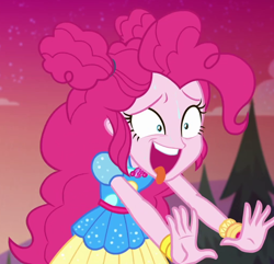 Size: 1028x991 | Tagged: safe, screencap, character:pinkie pie, equestria girls:sunset's backstage pass, g4, my little pony:equestria girls, cropped, out of context, solo, tongue out, want