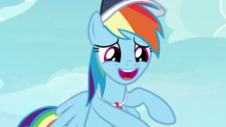 Size: 1920x1080 | Tagged: safe, screencap, character:rainbow dash, species:pegasus, species:pony, episode:2-4-6 greaaat, female, mare, open mouth, solo, spread wings, wings