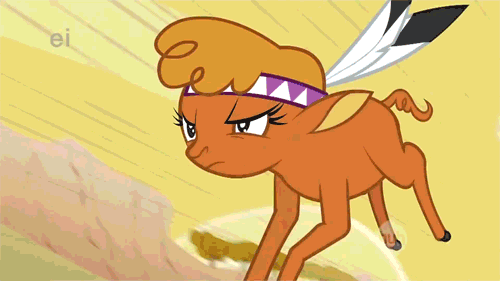 Size: 500x281 | Tagged: safe, screencap, character:little strongheart, character:rainbow dash, species:buffalo, species:pegasus, species:pony, episode:over a barrel, g4, my little pony: friendship is magic, animated, female, jumping, motion blur, open mouth, somersault, train