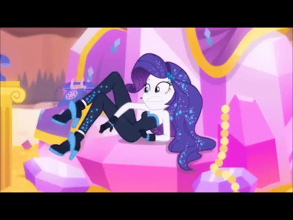 Size: 600x450 | Tagged: safe, screencap, character:rarity, episode:do it for the ponygram!, episode:outtakes, episode:the other side, g4, my little pony:equestria girls, animated, bare shoulders, black bars, blooper, breasts, cleavage, cute, female, gif, hasbro-sponsored official cleavage, phone, rarara, raribetes, rotary phone, sexy, silly, sleeveless, solo, strapless, tangled up, telephone cord, the other side bloopers, unitard