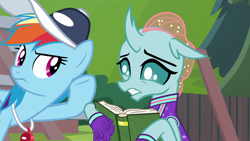 Size: 1920x1080 | Tagged: safe, screencap, character:ocellus, character:rainbow dash, species:changedling, episode:2-4-6 greaaat, book
