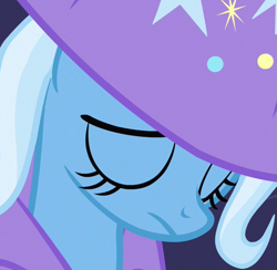 Size: 543x529 | Tagged: safe, screencap, character:trixie, episode:magic duel, g4, my little pony: friendship is magic, cropped, eyes closed, head down, solo