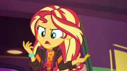 Size: 1920x1080 | Tagged: safe, screencap, character:sunset shimmer, equestria girls:sunset's backstage pass, g4, my little pony:equestria girls, geode of empathy, magical geodes, music festival outfit, solo