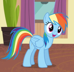Size: 538x528 | Tagged: safe, screencap, character:rainbow dash, species:pegasus, species:pony, episode:stranger than fanfiction, cropped, cute, dashabetes, female, happy, mare, open mouth, solo