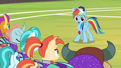 Size: 1920x1080 | Tagged: safe, screencap, character:lighthoof, character:ocellus, character:rainbow dash, character:shimmy shake, character:smolder, character:yona, species:changedling, episode:2-4-6 greaaat, technically an upskirt shot
