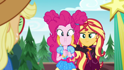 Size: 1920x1080 | Tagged: safe, screencap, character:applejack, character:pinkie pie, character:sunset shimmer, equestria girls:sunset's backstage pass, g4, my little pony:equestria girls, squishy cheeks