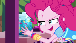 Size: 1920x1080 | Tagged: safe, screencap, character:pinkie pie, equestria girls:sunset's backstage pass, g4, my little pony:equestria girls, jellybeans, solo