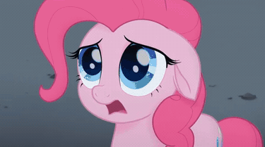 Size: 375x209 | Tagged: safe, screencap, character:pinkie pie, species:earth pony, species:pony, my little pony: the movie (2017), animated, cropped, cute, eye shimmer, female, floppy ears, mare, open mouth, sad, sadorable, trembling
