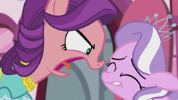Size: 1280x720 | Tagged: safe, screencap, character:diamond tiara, character:spoiled rich, episode:crusaders of the lost mark, g4, my little pony: friendship is magic, female, mother and child, mother and daughter, palindrome get, yelling