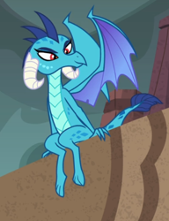 Size: 490x639 | Tagged: safe, screencap, character:princess ember, species:dragon, episode:celestial advice, g4, my little pony: friendship is magic, cropped, dragoness, female, sitting, smiling, solo