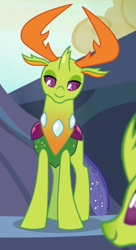 Size: 473x871 | Tagged: safe, screencap, character:thorax, species:changeling, species:reformed changeling, episode:celestial advice, g4, my little pony: friendship is magic, changeling king, cropped, lidded eyes, male, smiling, solo focus