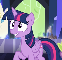 Size: 889x869 | Tagged: safe, screencap, character:twilight sparkle, character:twilight sparkle (alicorn), species:alicorn, species:pony, episode:celestial advice, g4, my little pony: friendship is magic, cropped, cute, cutie map, raised hoof, smiling, solo, twiabetes