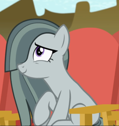 Size: 772x811 | Tagged: safe, screencap, character:marble pie, species:earth pony, species:pony, episode:rock solid friendship, g4, my little pony: friendship is magic, chair, cropped, cute, female, marblebetes, mare, sitting, smiling, solo