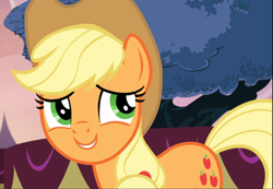 Size: 1352x938 | Tagged: safe, screencap, character:applejack, species:earth pony, species:pony, episode:honest apple, g4, my little pony: friendship is magic, bashful, cropped, cute, female, jackabetes, mare, solo