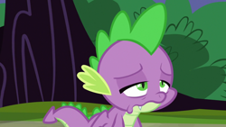 Size: 1920x1080 | Tagged: safe, screencap, character:spike, species:dragon, episode:a trivial pursuit, g4, my little pony: friendship is magic, solo, tired, winged spike