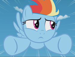 Size: 1226x939 | Tagged: safe, screencap, character:rainbow dash, species:pegasus, species:pony, episode:the cutie re-mark, cropped, female, filly, filly rainbow dash, flying, solo, younger