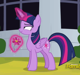 Size: 324x306 | Tagged: safe, screencap, character:twilight sparkle, character:twilight sparkle (alicorn), species:alicorn, species:pony, episode:sparkle's seven, g4, my little pony: friendship is magic, animated, cropped, cute, flower, sniffing, solo, twiabetes, waving