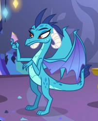 Size: 587x726 | Tagged: safe, screencap, character:princess ember, species:dragon, episode:triple threat, g4, my little pony: friendship is magic, cropped, dragoness, female, gem, looking at something, solo
