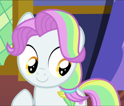 Size: 1092x940 | Tagged: safe, screencap, character:coconut cream, episode:fame and misfortune, g4, my little pony: friendship is magic, cropped, cute, smiling, solo