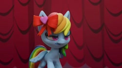 Size: 1920x1080 | Tagged: safe, screencap, character:rainbow dash, species:pegasus, species:pony, g4.5, my little pony: stop motion short, my little pony:pony life, bow, fashion failure, female, hair bow, mare, rainbow dash always dresses in style, rainbow dash is not amused, solo, unamused, youtube link