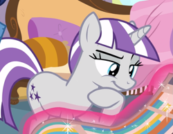 Size: 987x765 | Tagged: safe, screencap, character:twilight velvet, episode:once upon a zeppelin, g4, my little pony: friendship is magic, cropped, levitation, lidded eyes, magic, raised eyebrow, schedule, smug, solo, telekinesis