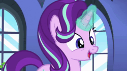 Size: 1280x720 | Tagged: safe, screencap, character:spike, character:starlight glimmer, species:dragon, species:pony, species:unicorn, episode:every little thing she does, g4, my little pony: friendship is magic, animated, female, male, mare, sound, starlight's room, webm