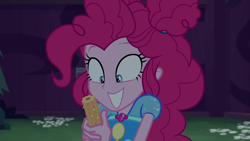 Size: 1920x1080 | Tagged: safe, screencap, character:pinkie pie, equestria girls:sunset's backstage pass, g4, my little pony:equestria girls, churros, cute, diapinkes, food, solo