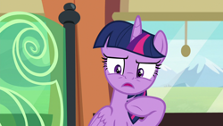 Size: 1280x720 | Tagged: safe, screencap, character:twilight sparkle, character:twilight sparkle (alicorn), species:alicorn, species:pony, episode:the times they are a changeling, g4, my little pony: friendship is magic, faec, female, freakout, friendship express, mare, solo, train