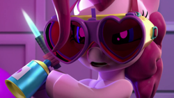 Size: 1920x1080 | Tagged: safe, screencap, character:pinkie pie, 3d, blowtorch, goggles, hello pinkie pie, it begins, torchie pie