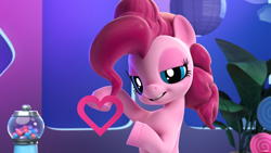 Size: 1920x1080 | Tagged: safe, screencap, character:pinkie pie, species:earth pony, species:pony, 3d, heart, hello pinkie pie, solo, youtube link