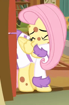 Size: 228x345 | Tagged: safe, screencap, character:fluttershy, episode:hurricane fluttershy, g4, my little pony: friendship is magic, animated, bathrobe, clothing, coughing, cropped, pony pox, robe, sick, solo