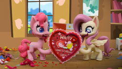 Size: 1920x1080 | Tagged: safe, screencap, character:fluttershy, character:pinkie pie, species:earth pony, species:pegasus, species:pony, episode:hearts and hooves day, g4, g4.5, my little pony: friendship is magic, my little pony: stop motion short, my little pony:pony life, stop motion, valentine's day card, valentine's day card (short)