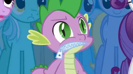 Size: 520x293 | Tagged: safe, screencap, character:spike, episode:boast busters, g4, my little pony: friendship is magic, animated, cartoon physics, gif, i have no mouth and i must scream, zipper, zippermouth