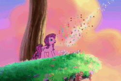 Size: 720x480 | Tagged: safe, screencap, character:sky wishes, character:star catcher, species:pony, episode:dancing in the clouds, g3, animated, butterfly, cloud, duo, female, flying, no dialogue, shipping fuel, sky, sound, webm