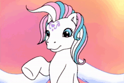 Size: 720x480 | Tagged: safe, screencap, character:sky wishes, character:star catcher, species:pony, episode:dancing in the clouds, g3, animated, butterfly, cloud, dialogue, duo, female, flying, shipping fuel, sky, sound, webm