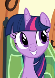 Size: 662x939 | Tagged: safe, screencap, character:twilight sparkle, character:twilight sparkle (alicorn), species:alicorn, species:pony, episode:surf and/or turf, g4, my little pony: friendship is magic, cropped, cute, smiling, solo, train, twiabetes