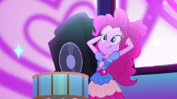 Size: 1600x900 | Tagged: safe, screencap, character:pinkie pie, equestria girls:sunset's backstage pass, g4, my little pony:equestria girls, geode of sugar bombs, magical geodes, music festival outfit, solo
