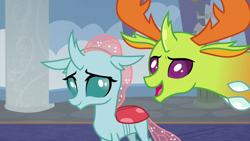 Size: 732x412 | Tagged: safe, screencap, character:ocellus, character:thorax, species:changedling, species:changeling, species:reformed changeling, episode:school daze, g4, my little pony: friendship is magic, changeling king, cute, diaocelles, female, looking at each other, male, thorabetes