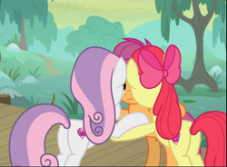 Size: 986x726 | Tagged: safe, screencap, character:apple bloom, character:scootaloo, character:sweetie belle, species:pegasus, species:pony, episode:growing up is hard to do, g4, my little pony: friendship is magic, butt, cropped, cutie mark crusaders, huddle, older, older apple bloom, older cmc, older scootaloo, older sweetie belle, plot, trio